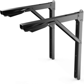 TORACK Heavy-Duty 18 inch Folding Wall Shelf Brackets, Space-Saving Collapsible Shelf Brackets for Garage, Kitchen, Laundry, 550 lbs Capacity, Wall-Mounted Support Hinges for Workbench/Table