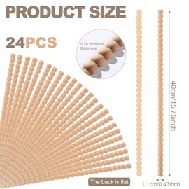 24 Pcs 14mm Half Round Pearl Wood Trim Strips – Unfinished Decorative Beaded Molding for DIY Crafts, Furniture, Wall, Cabinet, Shelf, Window and Door Embellishment (24pcs-14mm)