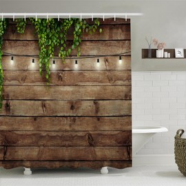 Simpomsy Garden Shower Curtain Outdoor Vintage Rustic Wooden Board Door Shower Curtain, Waterproof Polyester Fabric Countryside Life Bathroom Curtain with 12 Hooks 150x180cm