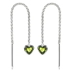 MATERIA by Matthias Wagner Heart Pull Through Earrings – Women's Earrings Silver 925 Zirconia, Sterling Silver, Cubic Zirconia