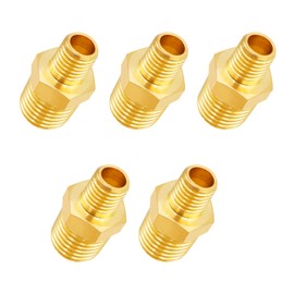 Tnuocke 5pcs 1/4 NPT Male x 1/8 NPT Male Solid Brass Nipple Pipe Fittings,Heavy Hex Straight Connector Adapter H-041-1/4 NPT-1/8 NPT