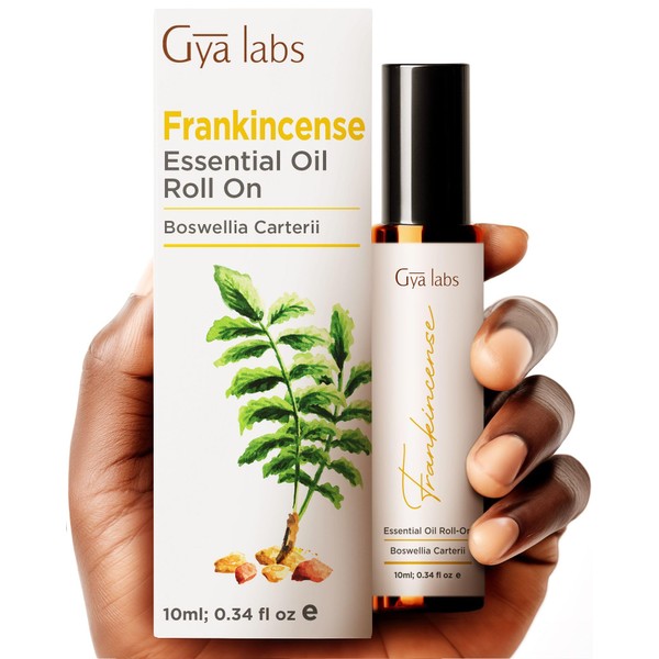 Gya Labs Frankincense Essential Oil Roll On for Skin - Made with 100% Pure Frankincense Oil Essential Oil for Stress Relief, Body Aches, Stiffness, Aromatherapy & More (0.34 Fl Oz)