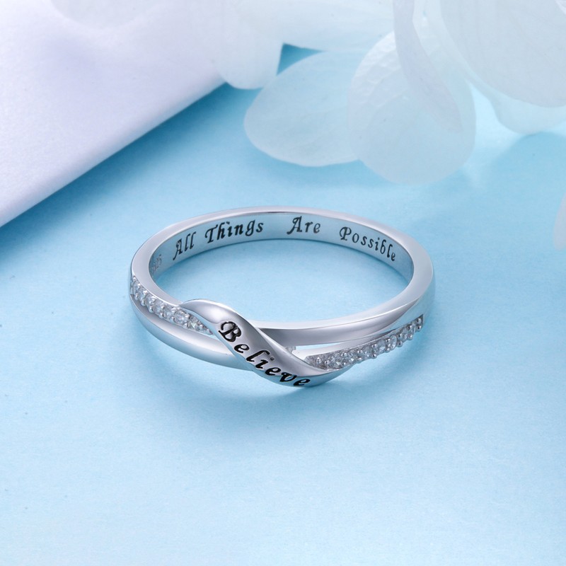 DAOCHONG Inspirational Jewelry Sterling Silver Engraved Believe All Things are