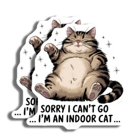 Cute Funny Cat Sticker - Indoor Cat Humor Decal - Lazy Cat Sticker - Perfect for Laptops and Water Bottles - Indoor Cat Lover Gift - Durable Decorative Design for HOM - AAS0801