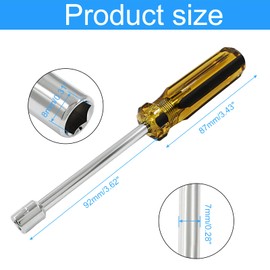 Biaungdo 8mm Socket Wrench Screwdriver, Hex Socket Wrench High-Carbon Steel Hexagon Nut Driver Non-Magnetic Tip Hex Nut Screwdriver Hand Tool for Repairs(Plastic Handle)