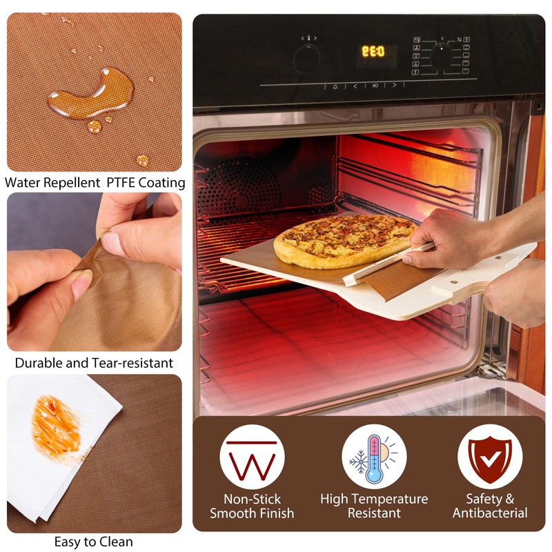 Leozzo Sliding Pizza Peel, Pizza Slider Paddle with Pizza Cutter