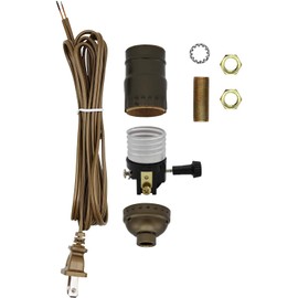 Creative Hobbies Make a Lamp or Repair Kit - All Essential Hardware, 3 Way Socket, and Matching Electric Cord (Antique)