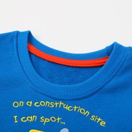 Dinopjs Children's Boys Pullover Sweatshirt Cute Long Sleeve Cotton Dinosaur Cartoon Jurassic Planets Digger Crane Dump Truck Tractor Winter & Spring Christmas Warm Tops 2-7 Years, blue