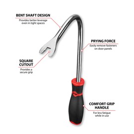Performance Tool W80644 Bent Shaft Upholstery Panel Removal Tool & Fastener Remover with Ergonomic Grip Handle for Easy Door Panel Release on Most Vehicles