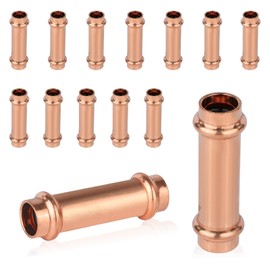 20-Pack GUOFIS Copper Press Fittings,1/2 Inch x 1/2 Inch Extended Coupling NO Stop, Copper Press Fit Coupler(PRESS028-20Pack)