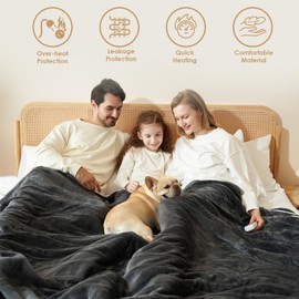 EHEYCIGA Heated Blanket Electric Blanket Queen Size - Heating Blanket with 9 Heating Levels & 10 Hours Auto Off, Soft Cozy Sherpa Washable Dual Control Blanket with Fast Heating, 84 x 90 Inches