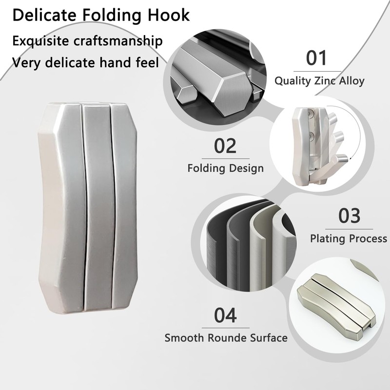 XSGTZMJ 4Pcs Foldable Hooks Wall Mount Zinc Alloy, Bathroom Wall
