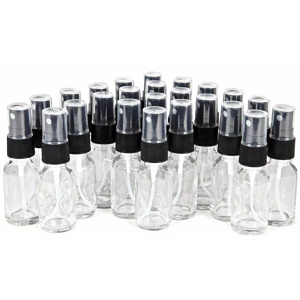 global Clear Glass Spray Bottles - 24 Pack 15ml (1/2