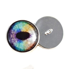16mm Rainbow Unicorn Button Eyes Sew On Glass Buttons with Loop for Crocheted Doll Stuffed Animal Soft Sculptures or Jewelry Making Crafts - Set of 2