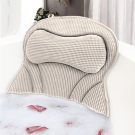 Bath Pillow 4D Bath Tub Pillows for Head Tub Pillow for Bathtub with 6 Non-Slip Suction Cups Bathtub Headrest Cushion Fits All Bathtubs(Color:Grey)