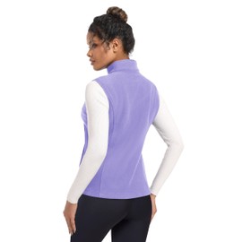MAGCOMSEN Fleece Zipper Vest Women Lightweight Fleece Sleeveless Jackets Outerwear Soft Fall Vest Light Purple 2XL