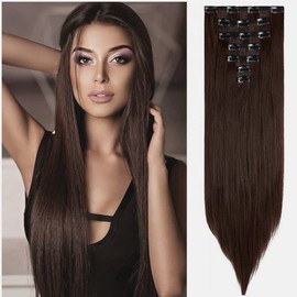 OMGREAT 23 Inch 7Pcs 16Clips Clip in Hair Extensions for Women Beauty Long Straight Thick Hair Extensions Ash Blonde Mix Bleach Blonde