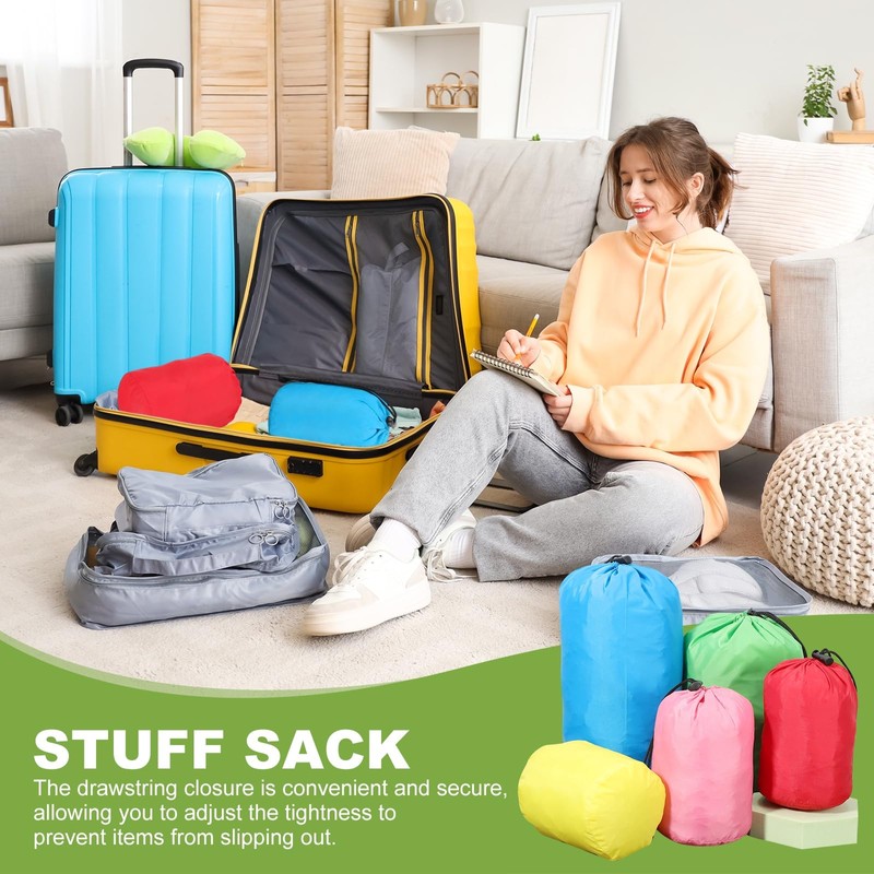 sourcing map 3.9x6.1x6.7 Stuff Sack, 2 Pack Nylon Water Resistant