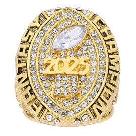 K-toobeely 2025 Fantasy Football Championship Ring Gold with Box League Champion Trophy Rings Premium Award for Winne (Gold, 11)