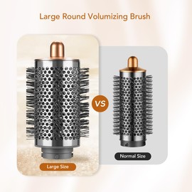 SAZIKA Large Round Volumizing Brush for Dyson Airwrap Styler, Nickel/Fuchsia Big Round Brush Volumizer Attachment for or Dyson Airwrap HS01 HS05 HS08, Smooth Hair,Volumizing and Curly Styling