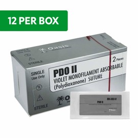 Oasis PDO (Polydioxanone) Surgical Suture, 2-0, (FS-1) 3/8 24mm Reverse Cutting Needle, 75cm, 12/Box, Veterinary Use