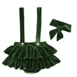 EFINNY Newborn Baby Girl Skirt Autumn Winter Velvet Tutu Skirt Outfits Christmas 2Pcs Dress Set with Headband 0-12Months