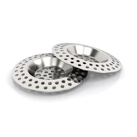 ABFLUSSHELD Set of 2 Stainless Steel Drain Strainers - Deluxe Sink Strainer - Flexible Hair Strainer Shower - Drain Strainer Kitchen & Shower - Premium Sink Strainer - Drain Strainer Sink (Silver)