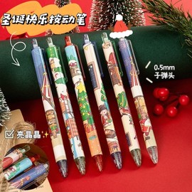 Christmas Donut Ballpoint Pen Stationery - Santa, Rudolph, Tree, Snowman Characters (Promotional Gift) Free Size / 0.5mm Black 300ea