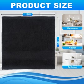 ZHAYAO 6 Pack 100% Cotton Wash Cloth, 12x12 Inch Highly Absorbent and Soft Feel Fingertip Towels, Machine Washable Washcloths for Bathroom, Gym, Hotel, Spa and Kitchen, Black