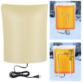 Heated Outdoor Faucet Cover for Winter Freeze Protection, Auto On/Off Thermostat Control Water Pipe Heater, 20"x17" Waterproof Heated Spigot Cover for Hose Bib and Backflow Preventer