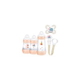MAM Welcome to the World Gift Set 0+ Easy Start Anti Colic Bottle, 160ml & Easy Start Anti Colic Bottle, 260ml & Start Forest Soother 0-2 Months, 1pc & Clip Pacifier for Girls