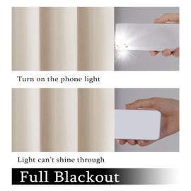 Urban Lotus Full Blackout Ivory Curtains for Bedroom Room Darkening Thermal Insulated Curtains for Living Room 63 Inches Long Window Treatment Drapes for Office Hotel Grommet Top 52" w 2 Panels