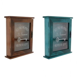 Wall-Mounted Wooden Key Holder Cabinet Organizing Brown