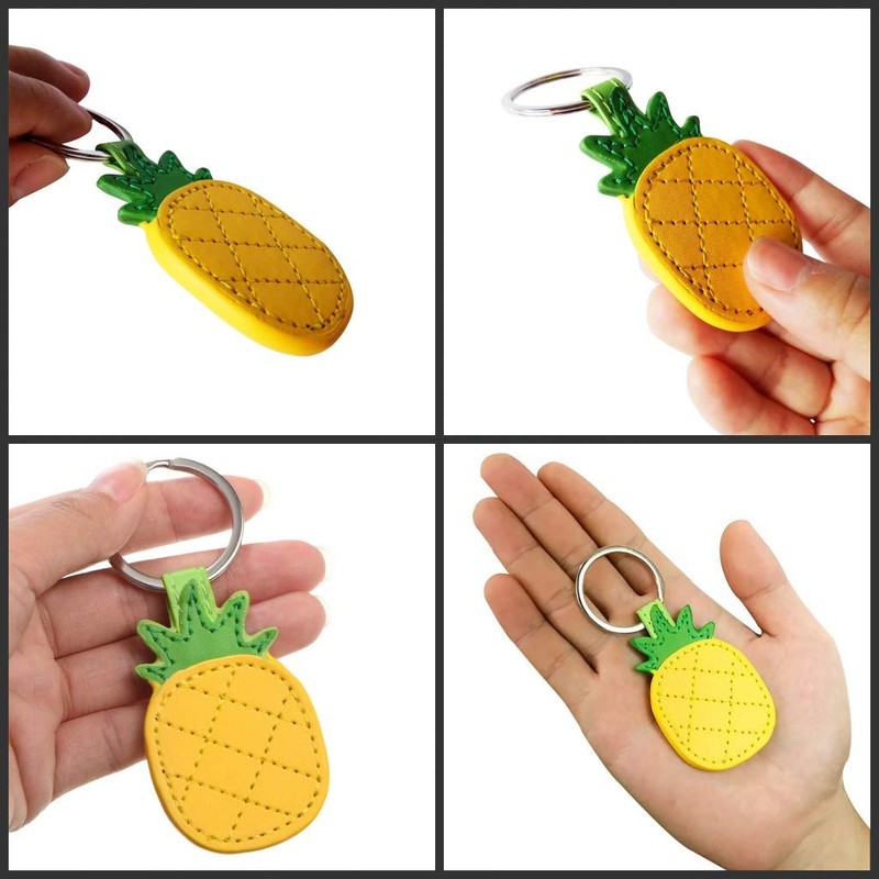 [AYOMI] Leather Yellow Pineapple Keychain Purse Bag Charm Car Cell