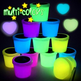 12 Pack Galaxy Slime Kit Glow in The Dark Set, Party Favors for Girls Boys, DIY Putty Stress Relief Toy for Goodie Bags Stuffers Christmas Easter Toys