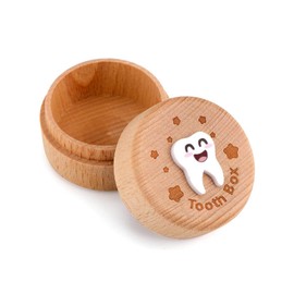 FEISHIONG 3D Carved Tooth Fairy Box,Wood Tooth Storage Box for Lost Teeth Container Cute Tooth Holder for Boys Girls Kids Birthday Tooth Fairy Gift