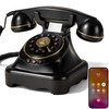 FiayaCom Bluetooth Landline Phone, Retro Rotary Phone with Speakerphone, Music