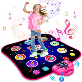 OMOZOMBB Dance Mat for Kids Ages 4-8 Game Gift for Girls Toys Space Dance Mats Birthday Games for Kids Electric Dance Pad Light Up 8 Button for 3 5 6 7 9 10 12 Year Old Girl Xmas Party Gifts Pink