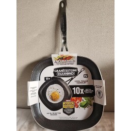 granitestone Heavy Duty Ultimate Nonstick Square 11" Frying Pan Cookware Scratch Resistant