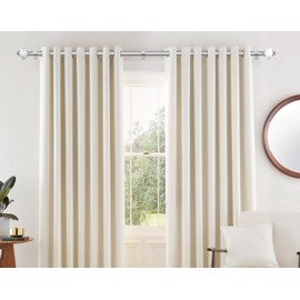 KAMANINA Silver Curtain Rod 32 to 58 Inch(2.6-4.8ft), 1 Inch Heavy Duty Curtain Rods for Windows Adjustable Decorative Drapery Rods with Marbled Finials