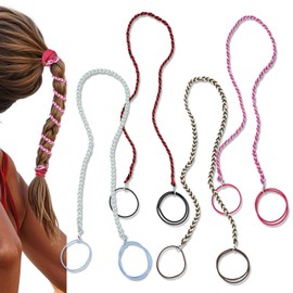 4PCS 25" Rip Tie Hair Ties for Women, No Damage Long Ponytail Holders Colorful Pony Tail Wrap Sports Hair Band Elastic Hair Ties Spiral Hair Tie for Wind Water Swimming (4PCS)