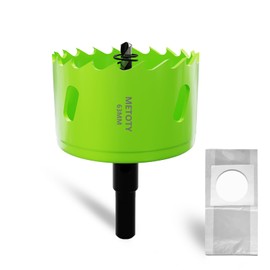 METOTY 63 mm Bi-Metal Hole Saw, Universal HSS M42 Hole Saws, with Triangular Shank Adapter and Pilot Drill, A Free Dust Bag for Aluminium, Metals, Plastics, Acrylic Glass, Wood, Plasterboard