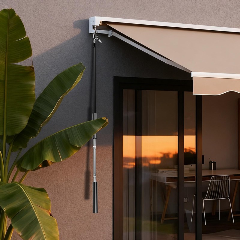 Cabilock Exterior Roller Shade Metal Crank Wand Pole with Hook,