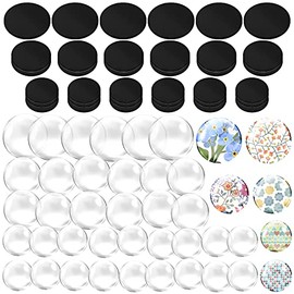 72 Pieces Crafts Magnets Glass Set Round Fridge Magnets with Adhesive Backing and Transparent Clear Glass Cabochons for DIY Refrigerator Magnets Crafts Pendants (0.8 Inch, 1 Inch, 1.2 Inch)