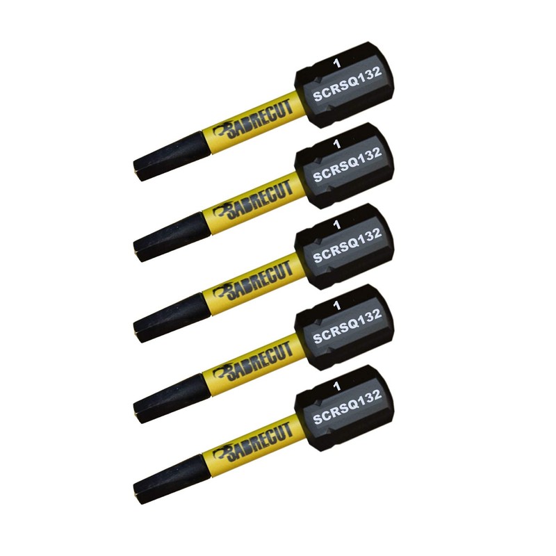 5 x SabreCut SCRSQ132_5 32mm SQ1 Square Magnetic Impact Screwdriver
