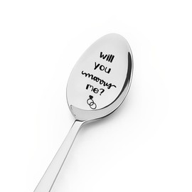 Boyfriend Girlfriend Wedding Gifts for Groom Bride Engagement Gifts for Fiance Fiancee Women Men Valentines Day Date Night Gifts for Couples Gifts for Coffee Tea Lovers Will You Marry Me Spoon