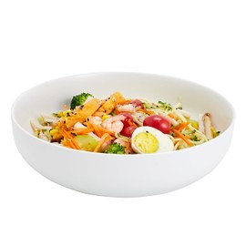 Swuut 10'' Large Serving Bowl, 2.8 Quart Big Salad Pasta Bowl, Porcelain Fruit Bowl,Matte Mixing Bowls,Wide Soup Bowl for Family Kitchen,Microwave & Dishwasher Safe (White)