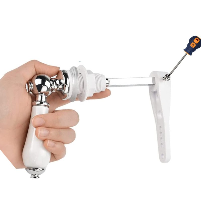 Lokatall Ceramic Toilet Flush Handle, Chrome Replacement Toilet Tank Universal