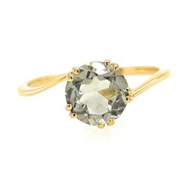 Natural 1.5ct Green Amethyst 14K Yellow Gold Vermeil Sterling Silver Engagement Ring Size 5, 6, 7, 8, 9