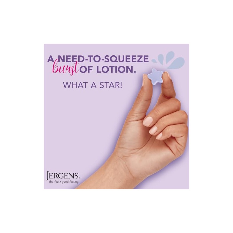 Jergens Lavender Lotion Bursts, Squishy Star-Shaped Moisturizer Bursts, 38 Ct